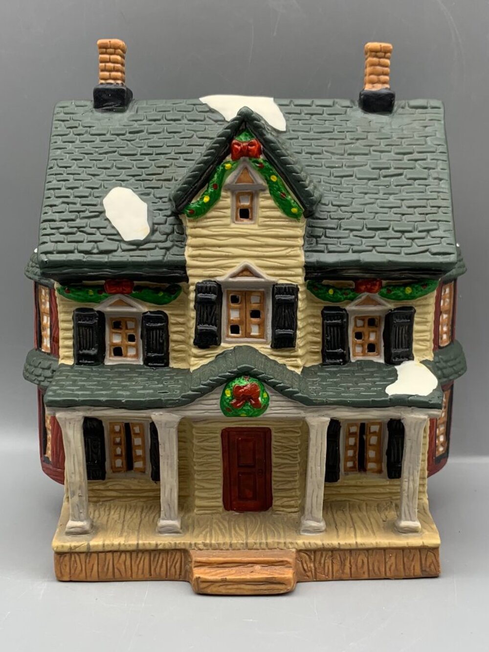 1995 Dickens Collectables Towne Series Lighted House w/ Gray Roof & Front Porch